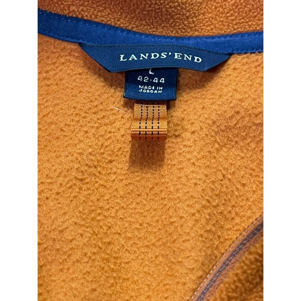 Lands End Quarter Zip Men's Large Pullover Polartec Polyester Orange Fleece - Picture 3 of 7